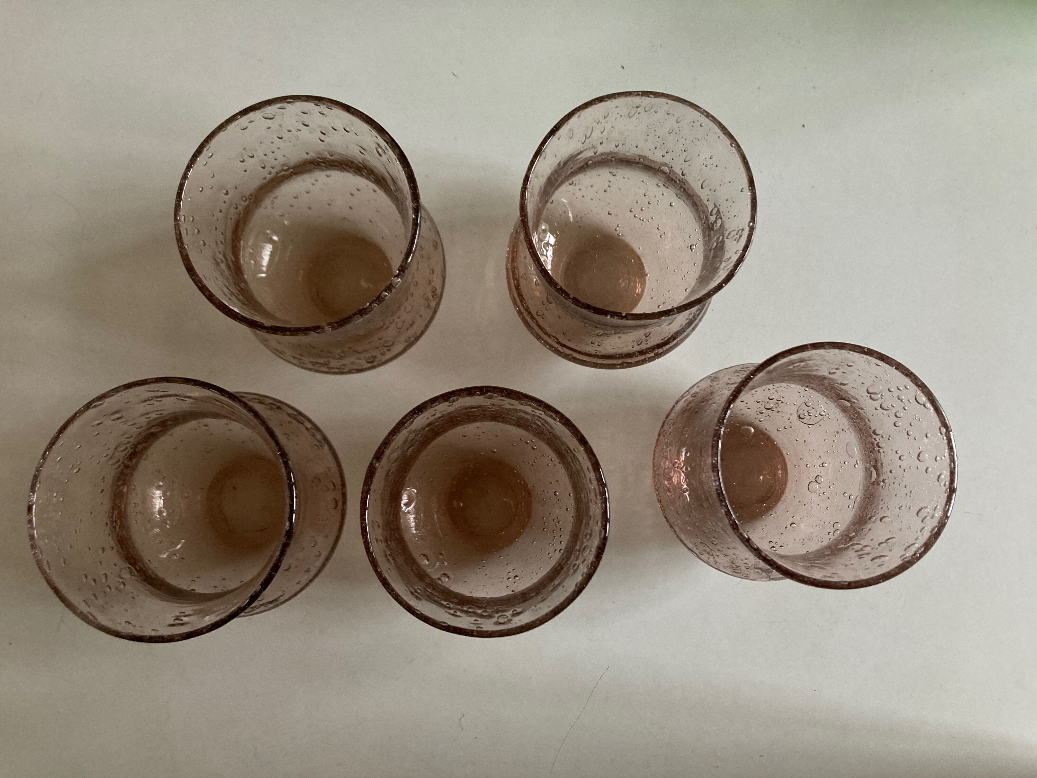 Set of 5 glasses of Biot cups in blown glass 1960