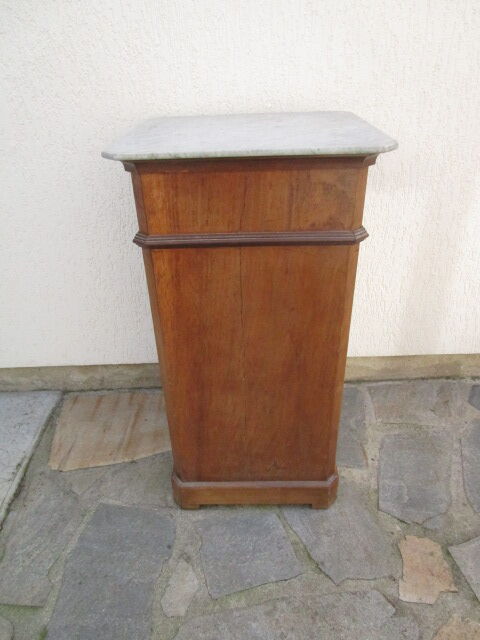 Old bedside table, marble top
