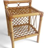 Mid-Century Bamboo and Rattan Nightstands, Spain, Hand-Crafted, 1970s