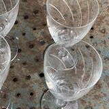 7 vintage crystal and chiseled glass wine glasses