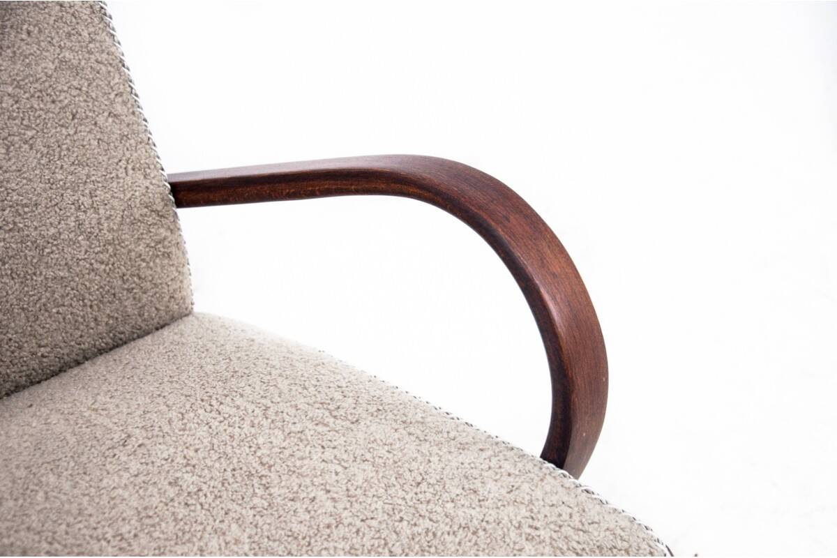 Art Deco beige boucle armchair, Czech Republic