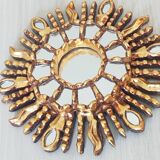 Golden wood sun mirror