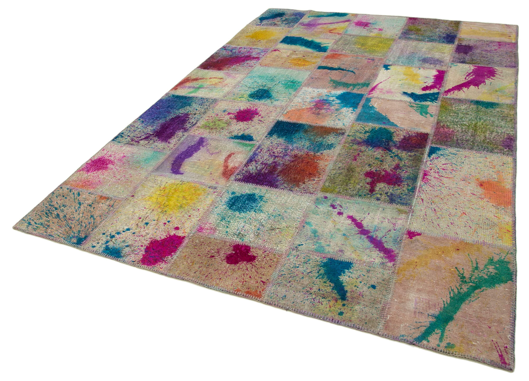 Handmade Oriental Contemporary 200 cm x 298 cm Multicolor Patchwork Carpet