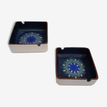 Pair of Scandinavian ceramics year 60 built-in ashtray