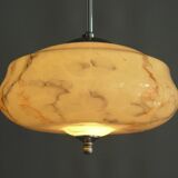 Suspension Art Déco, marbrée avec suspension chromée, années 1930