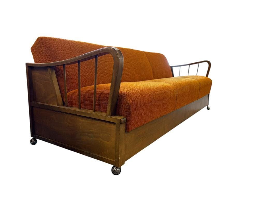 Vintage orange wooden sofa