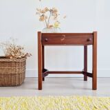 Mahogany bedside table by Jacques Hauville for Roche Bobo