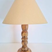 Mid-Century Modern Brutalist Wooden Table Lamp, France, 1950s