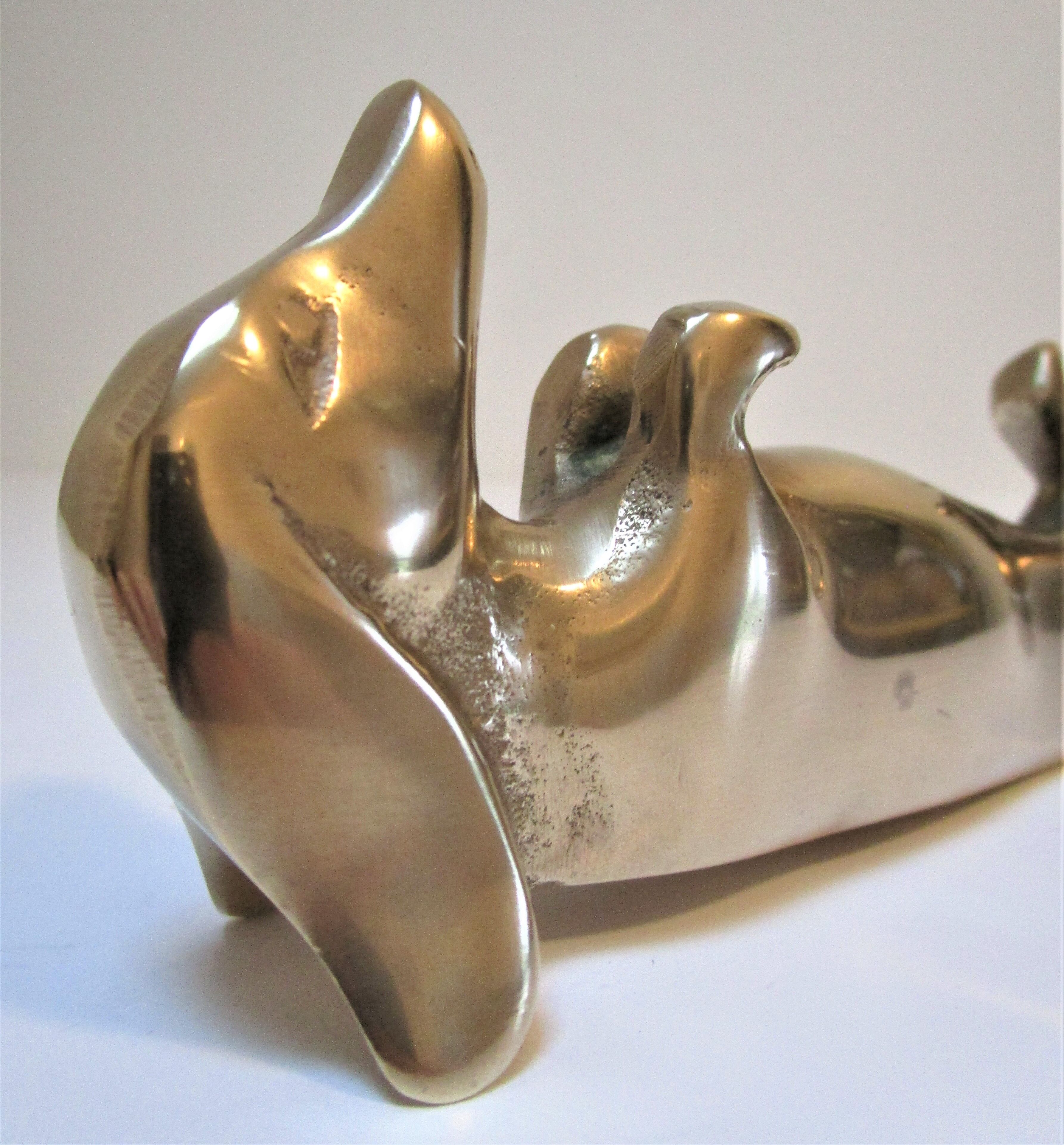 Dachshund solid brass vintage zoomorphic paperweight 60s-70s
