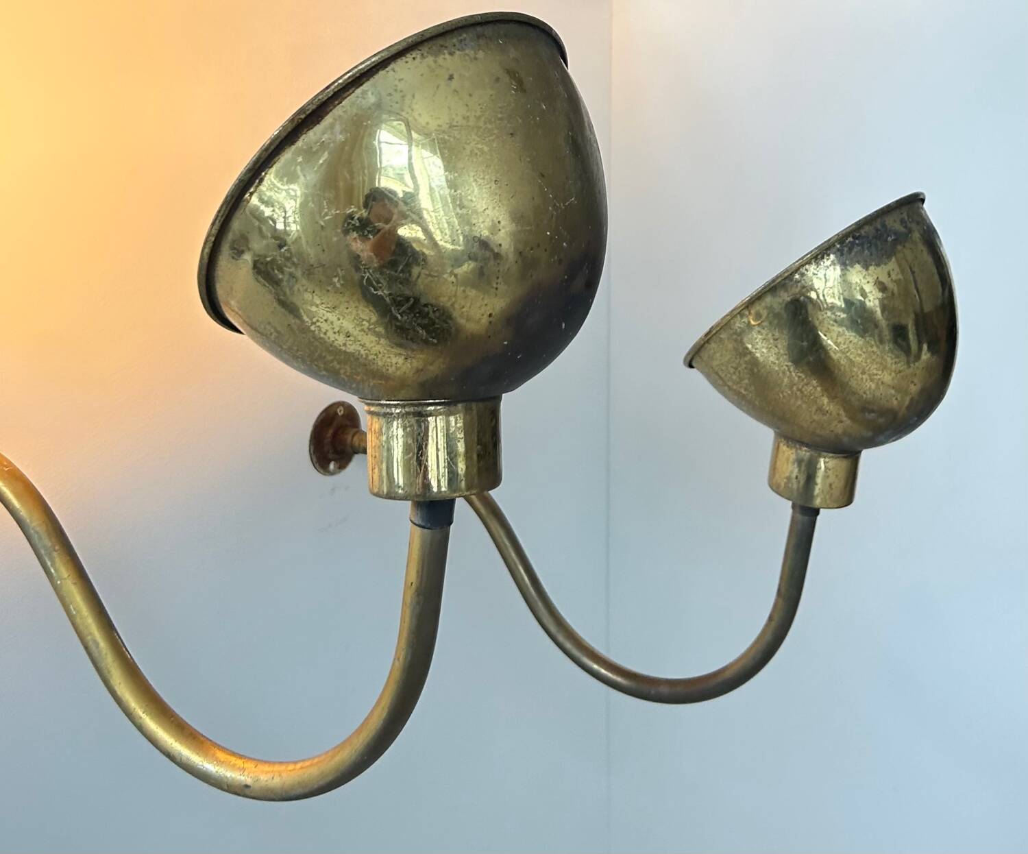 Pair of vintage brass wall lights, France 1970