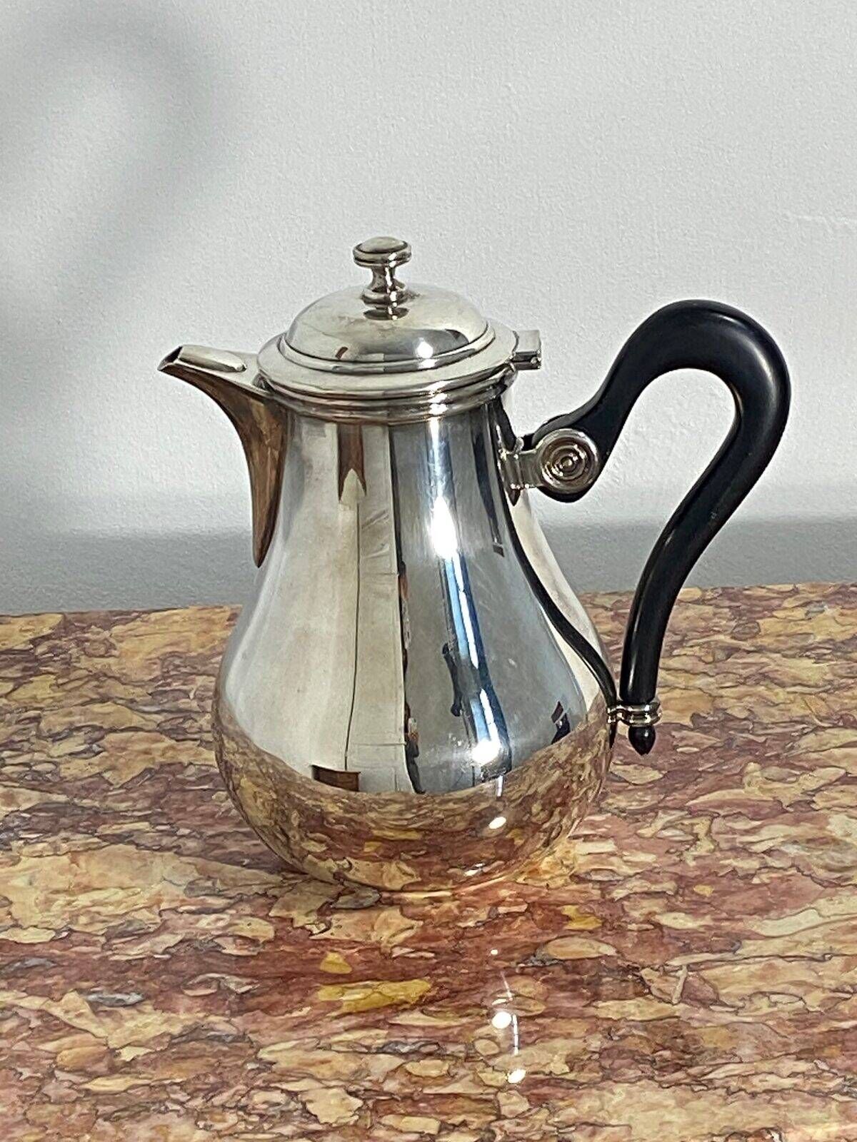 Saint Hilaire teapot in silver-plated metal, with a blackened handle.