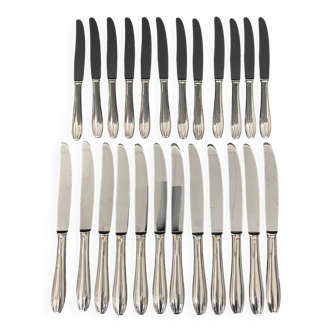 Set of 24 silver metal knives SFAM 20th Art Deco period