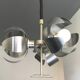 Space-age pendant lamp with 3 stainless steel lights and brushed aluminum adjustable in height - design 1970