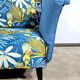 2-Seater Bench in Azure Blue Fabric – 1940s
