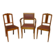 Matching set of 1 bridge armchair and 2 Art Deco chairs.
