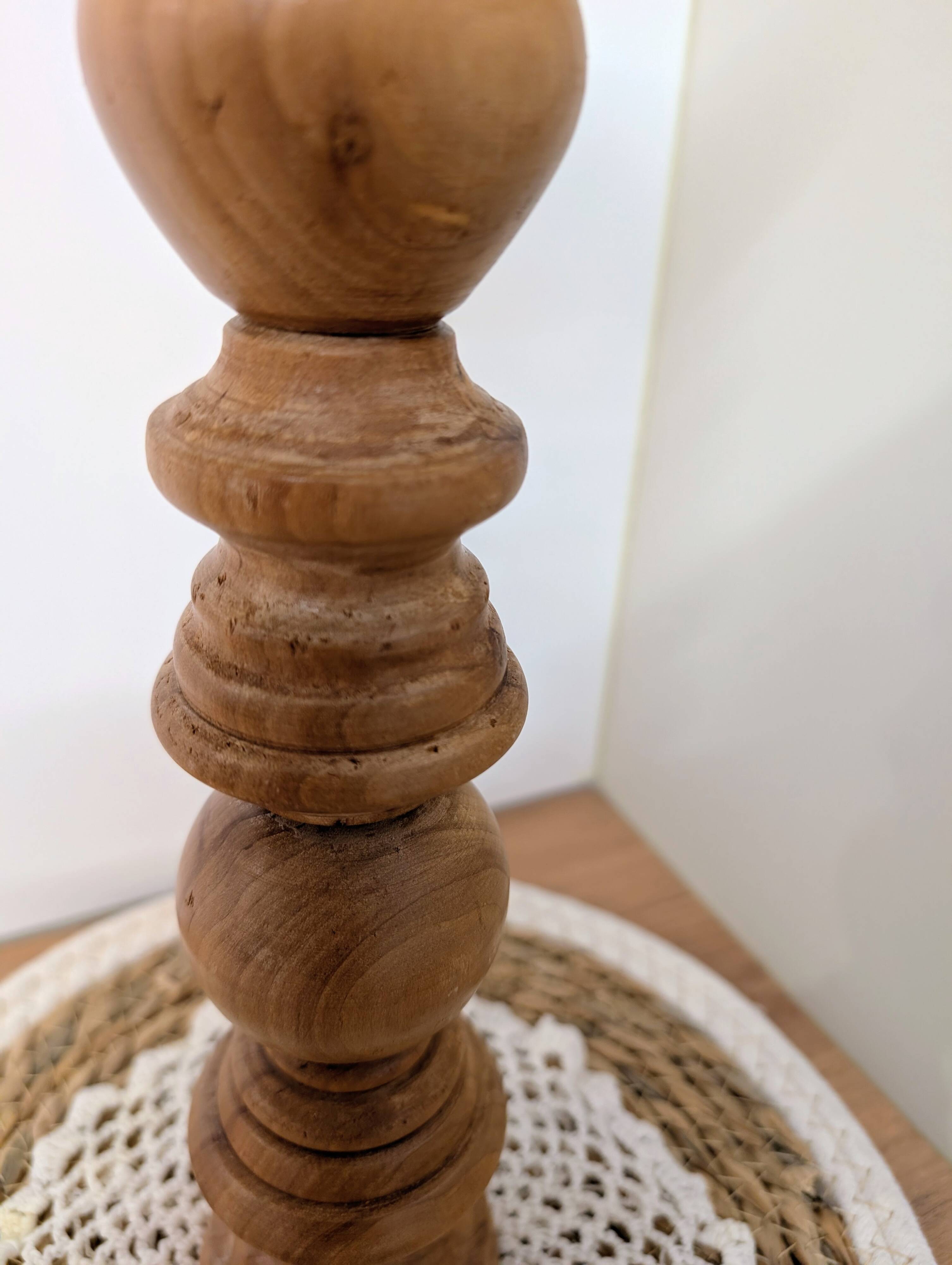 Turned wooden candlestick