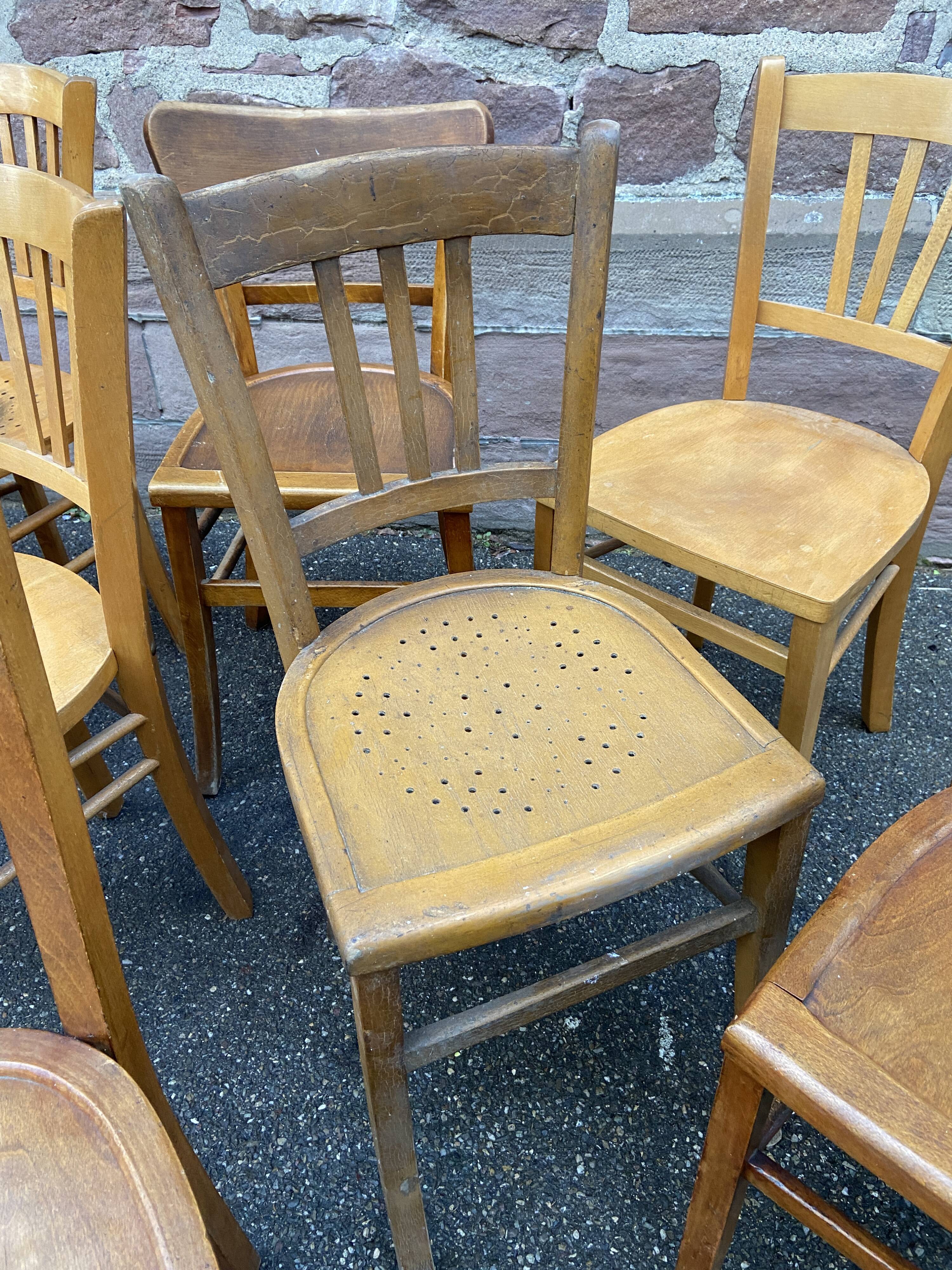 Set of vintage mismatched bistro chairs