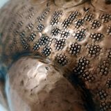 Vintage round embossed copper cachepot / vase by egidio casagrande, italy