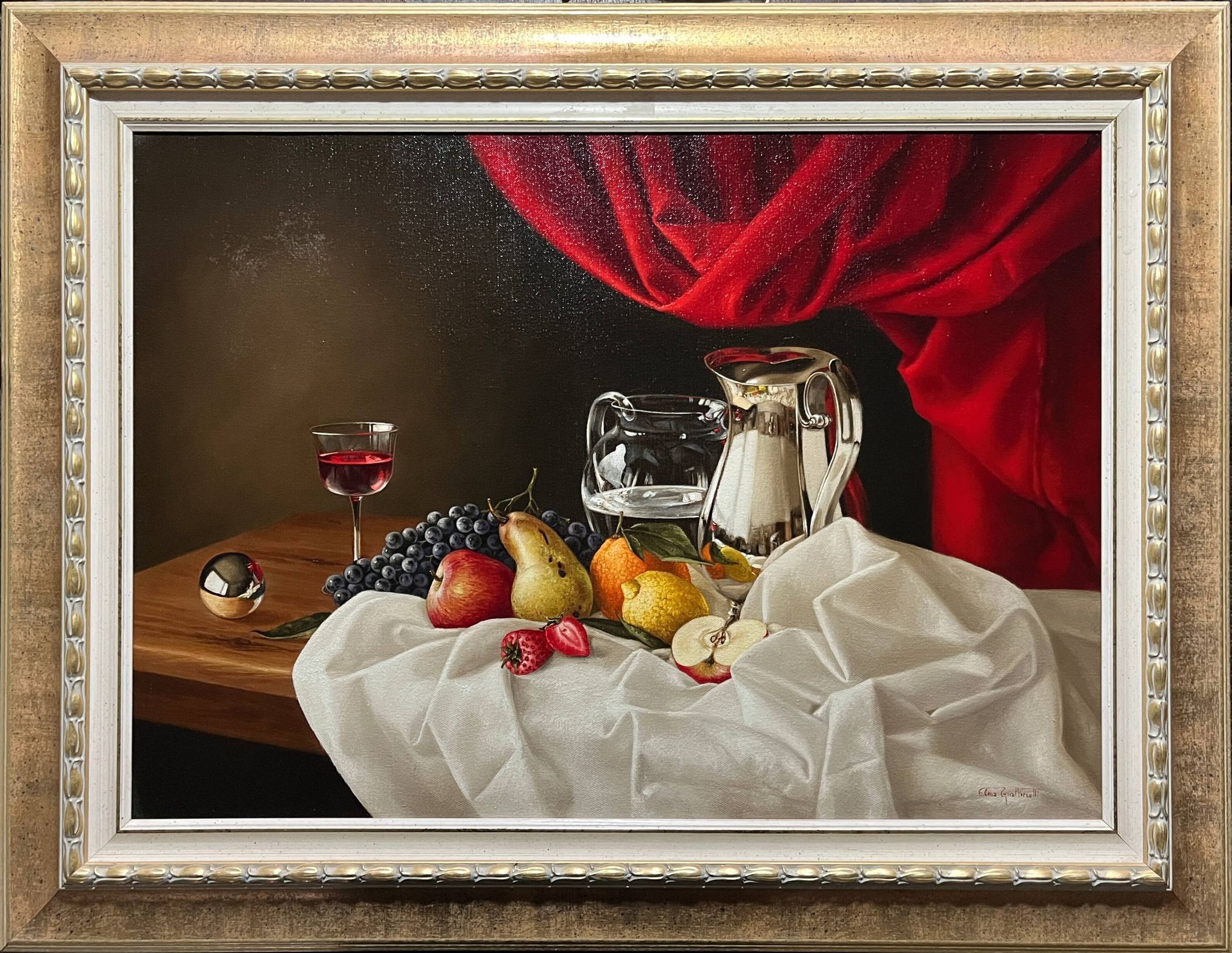 Tableau HST Elena Gualtierotti (born in 1961) "Still Life with Fruits"