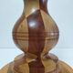 Lampe en bois tourné et incrustation de bois vintage