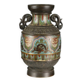 Antique cloisonné vase decorated in bronze, Japan, 19th century.