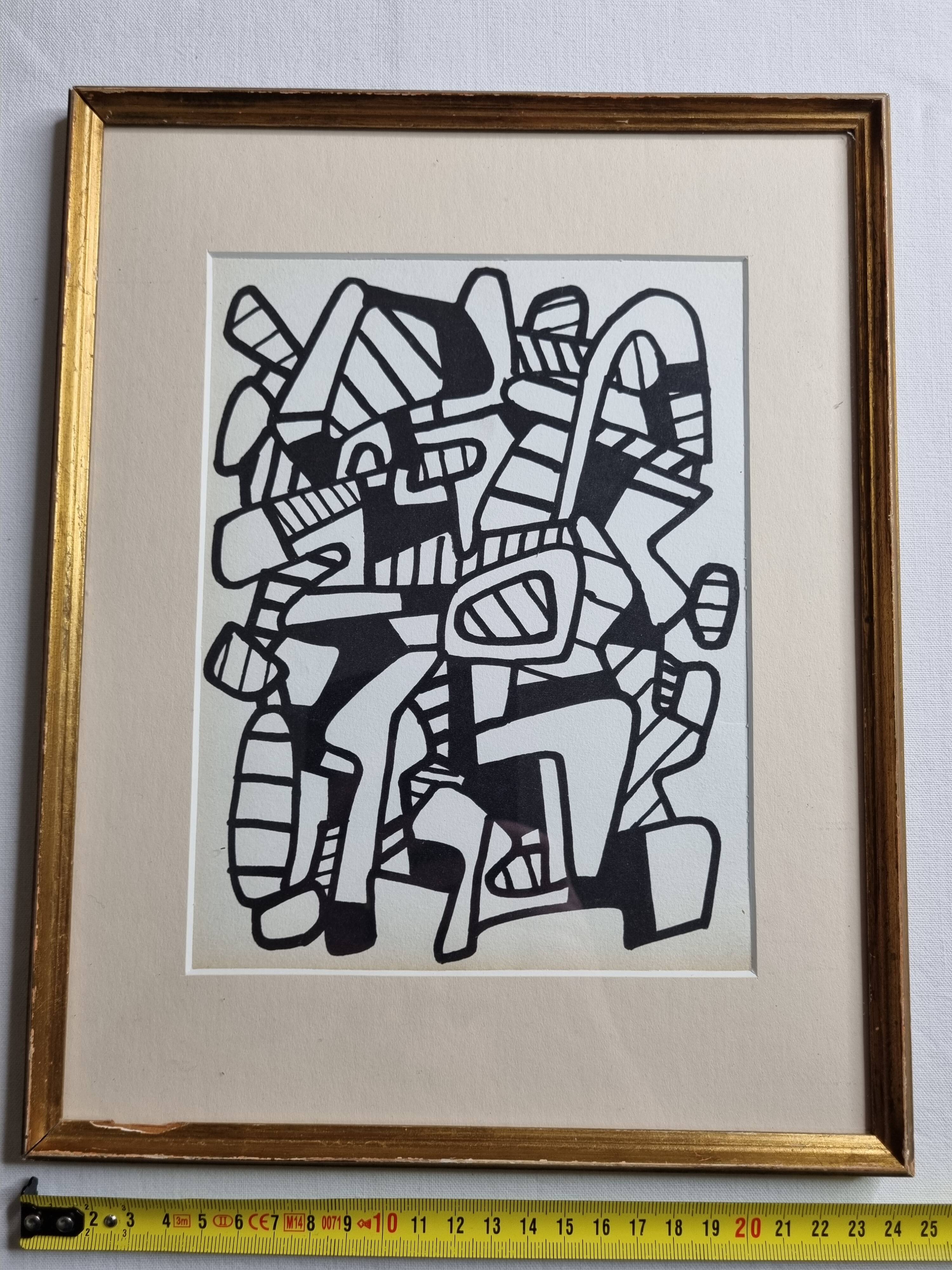 Screenprint after Jean Dubuffet framed under glass 24 cm by 31 cm