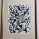 Screenprint after Jean Dubuffet framed under glass 24 cm by 31 cm