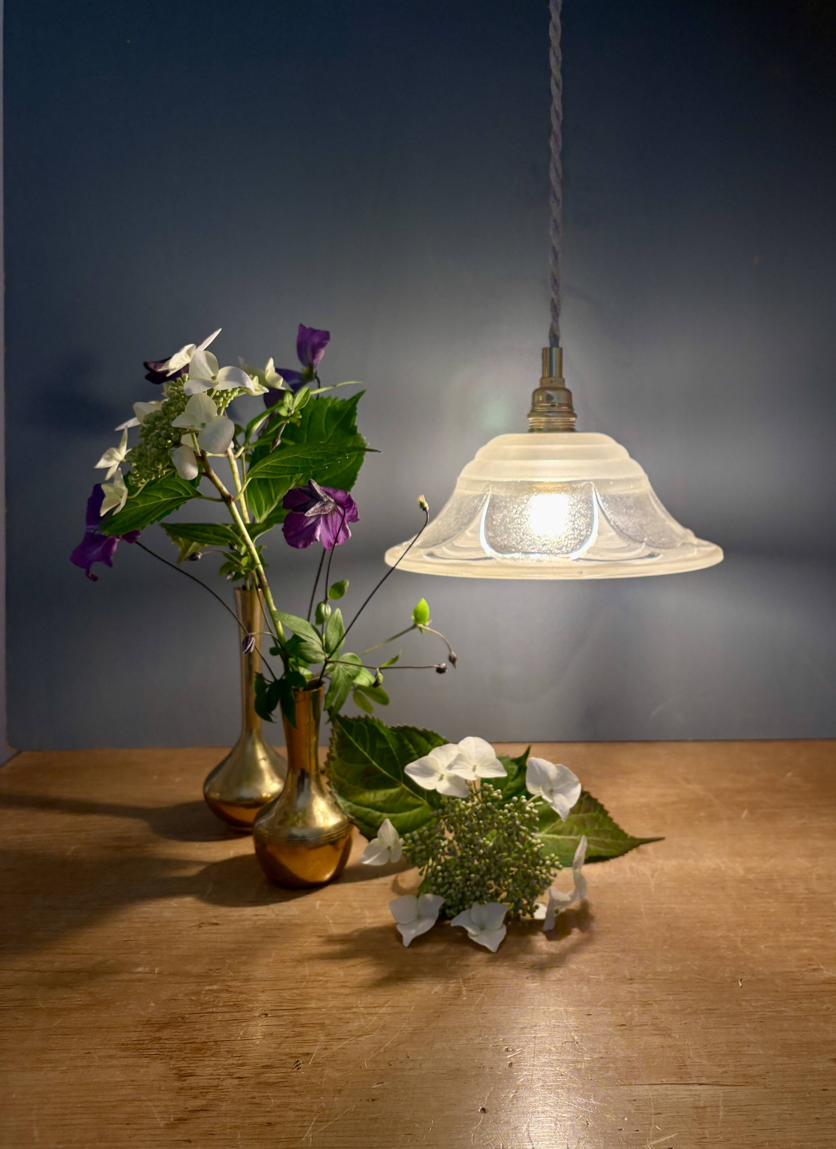 Vintage glass flower pattern lampshade pendant light