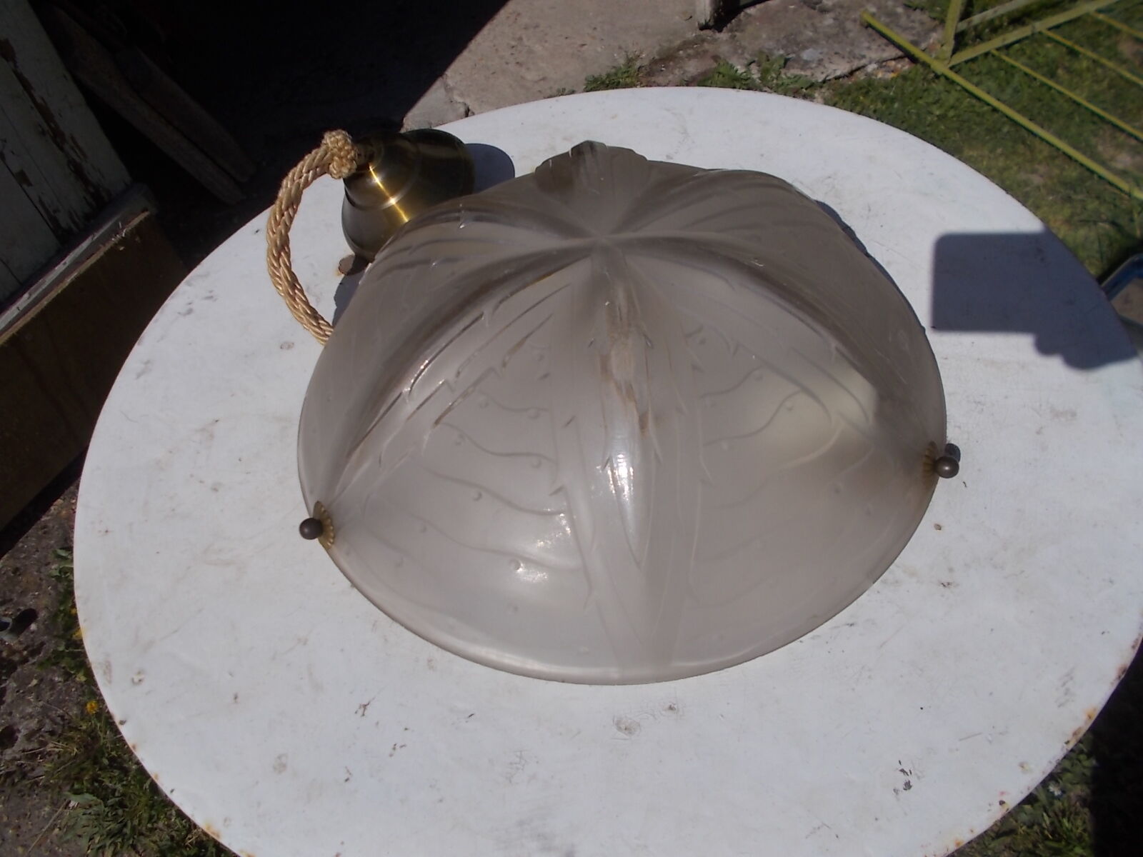 Art deco ceiling light in moulded glass