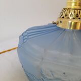 Art Deco pendant lamp in blue opaline