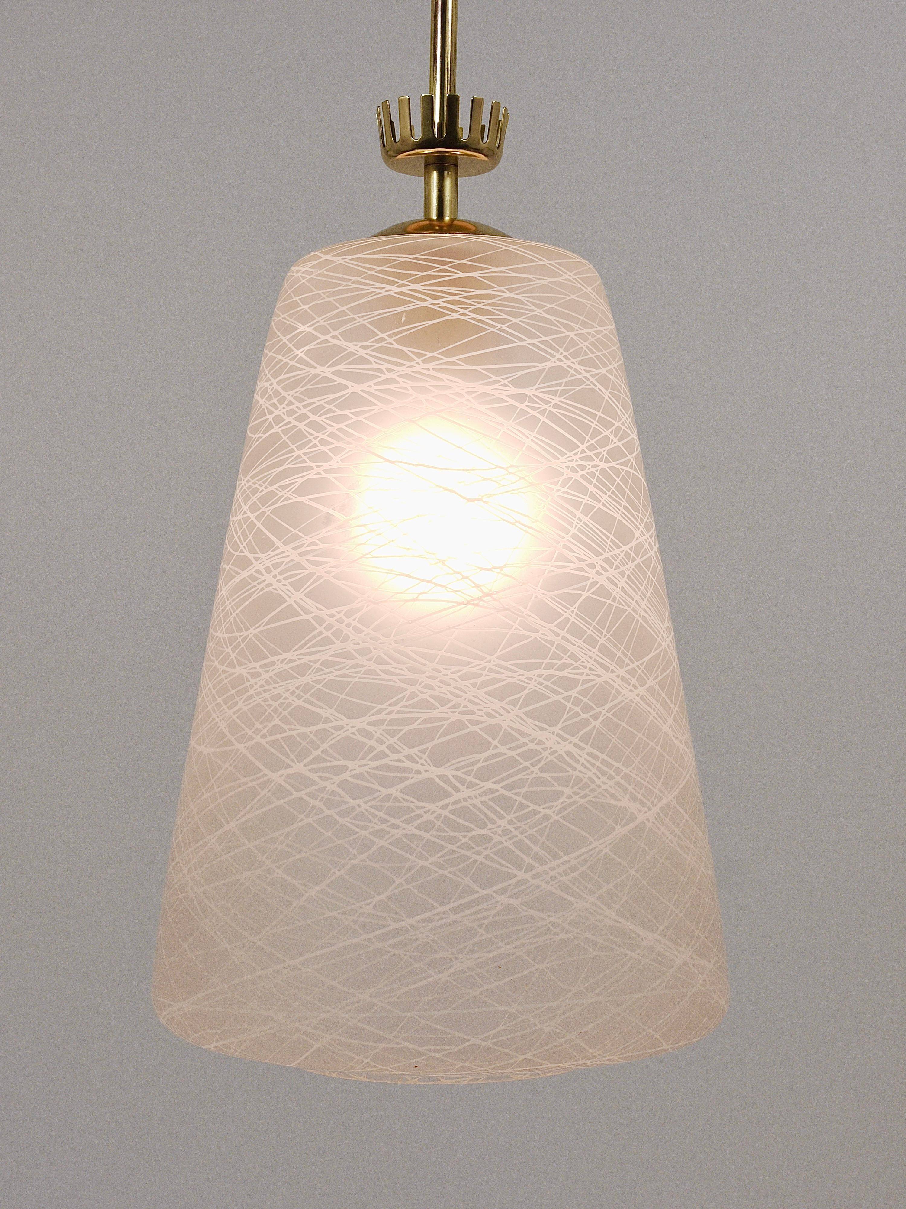 Brass Crown Pendant Light in Gio Ponti Style, Mid-Century, Italy, 1950s