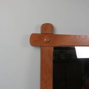 Large 1960s hand-carved oak brutalist mirror
