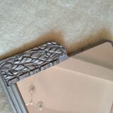 Small Art Deco mirror wood and silver metal
