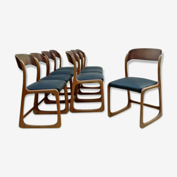 Ensemble de 8 chaises Baumann modèle traineau