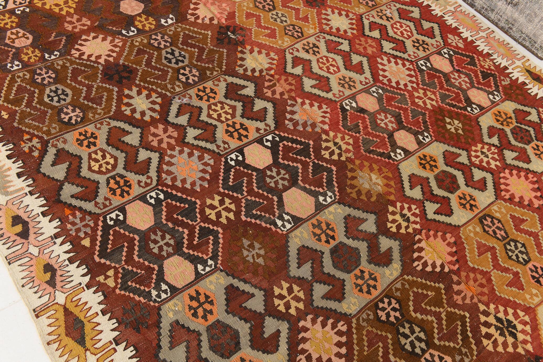 7X14 KİLİM LARGE AREA TURKISH KİLİM RUG, WOOL VINTAGE KILIM RUG, 212X438