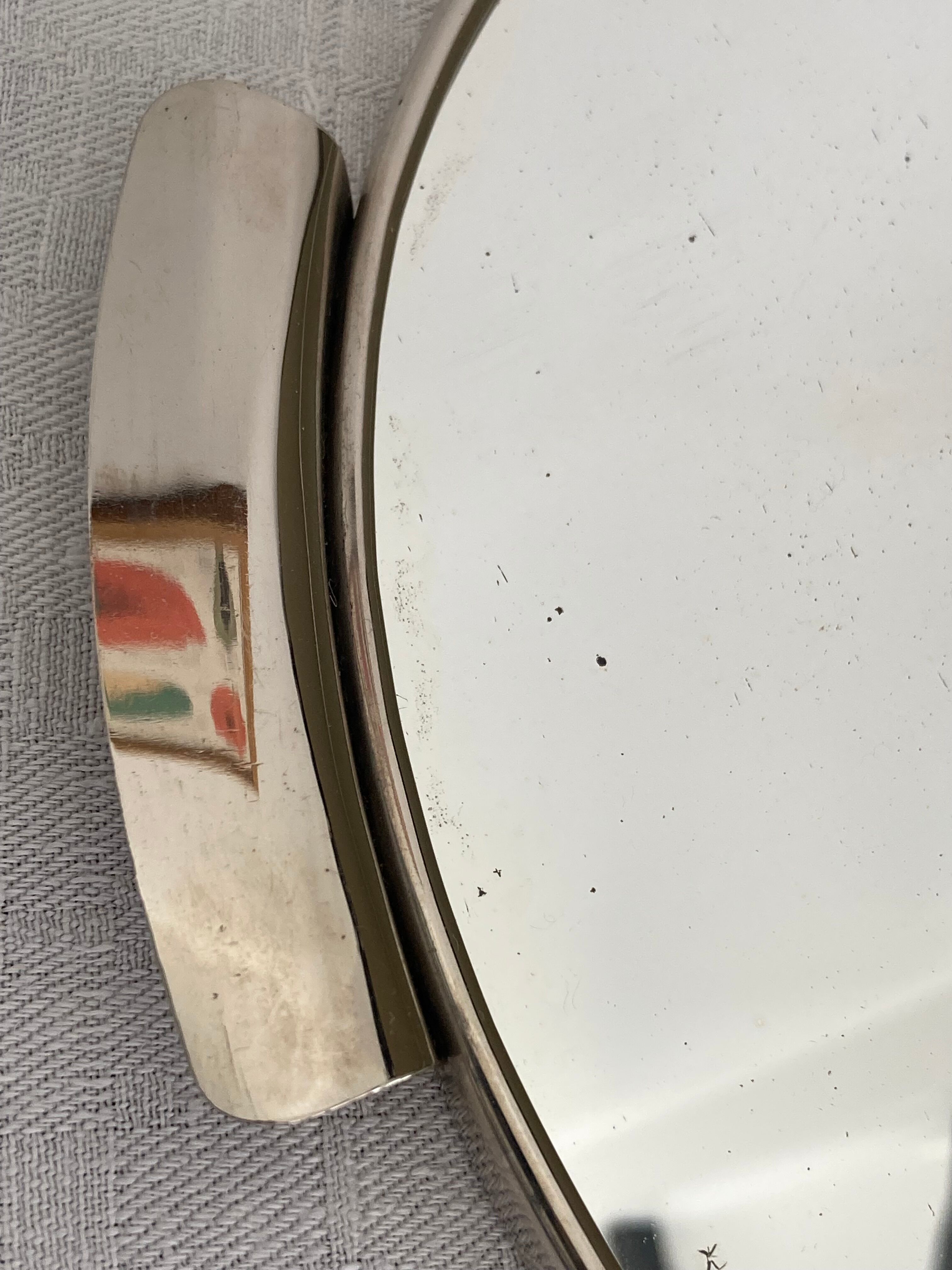 Art Deco top silver metal and mirror