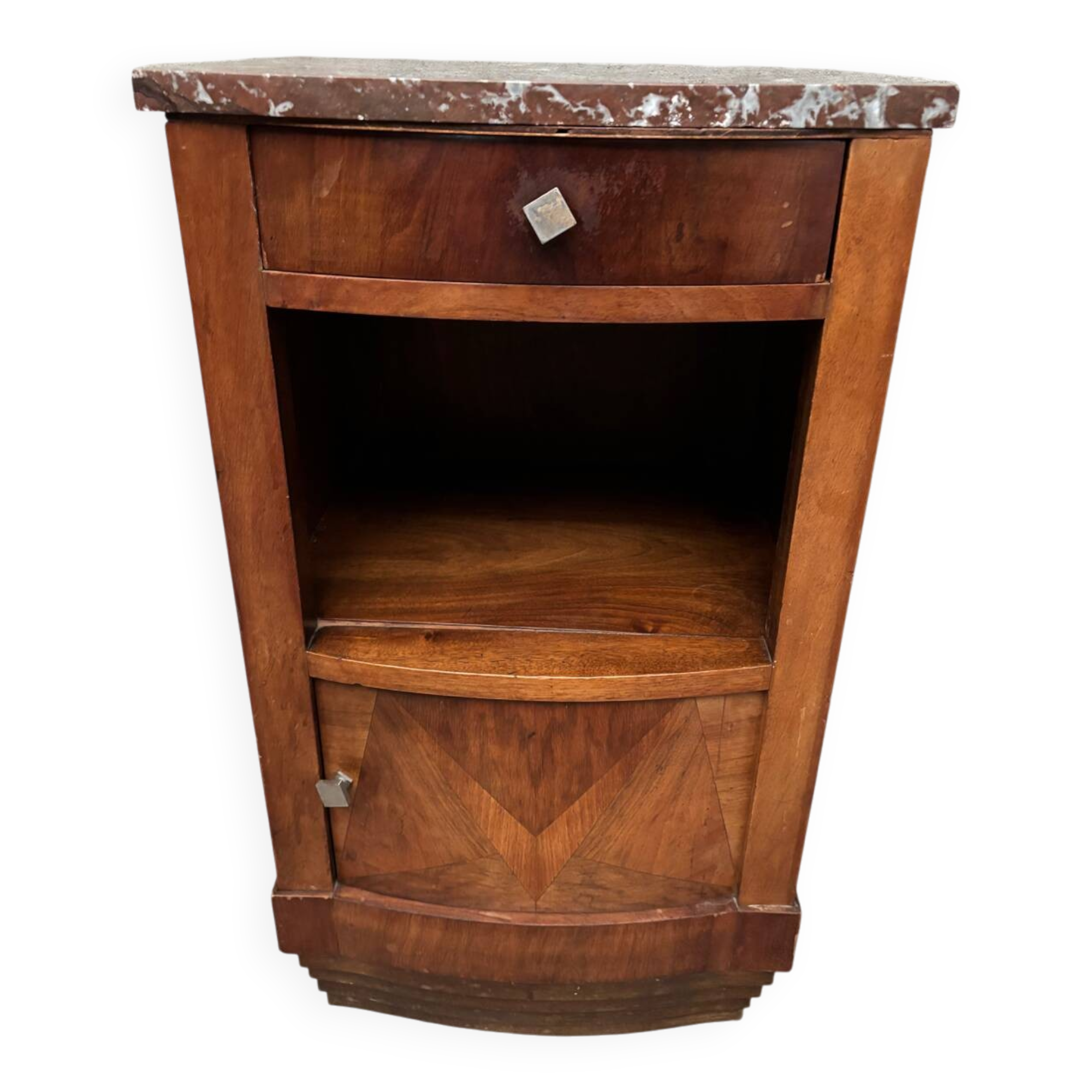 Art Deco bedside table in wood and marble