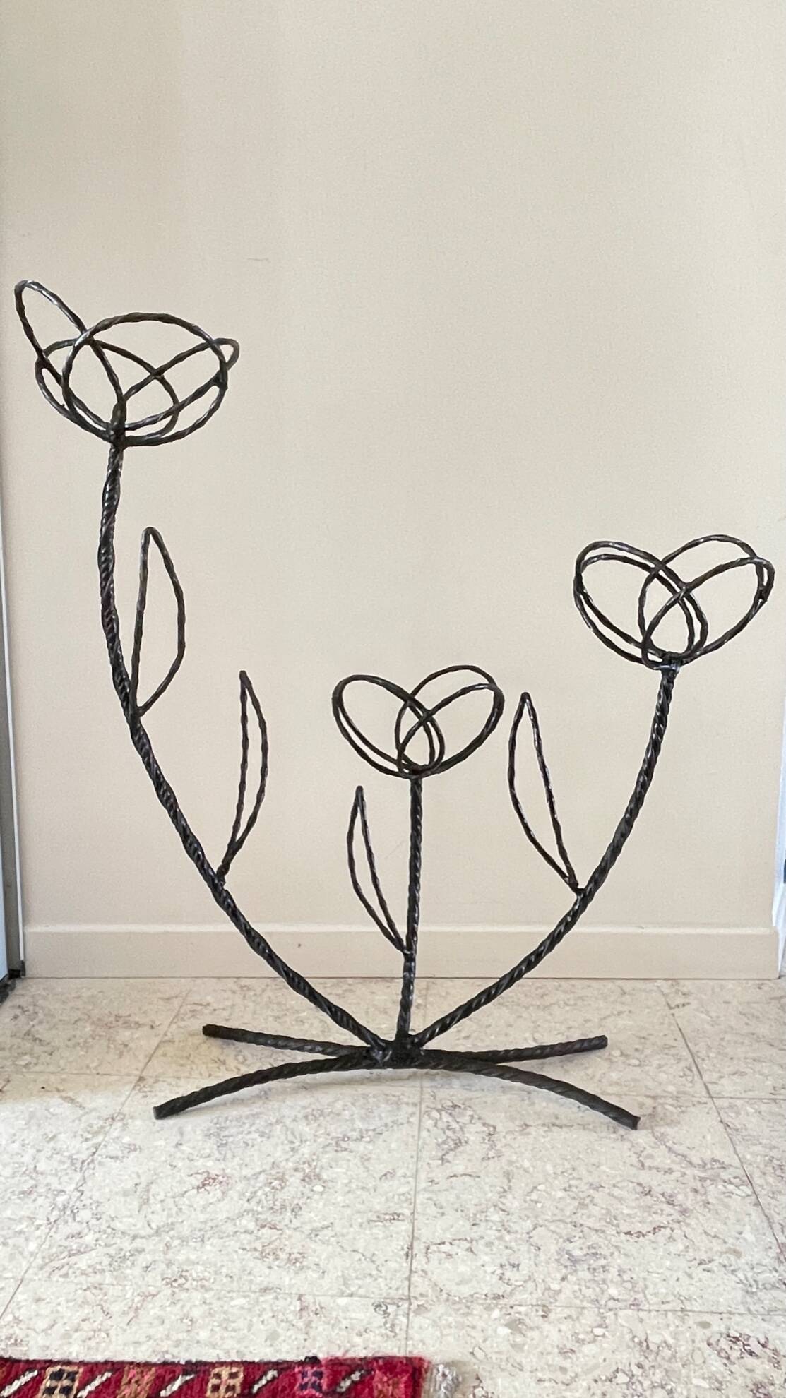 Vintage curved steel plant shelf