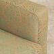 Pierre Frey modernist bench in green and gold patterned fabric