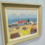 Gunnar Ekdahl, Paysage moderne suédois, Huile sur panneau, années 1960, Encadré