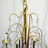 Lustre 5 lumières en laiton et cristal