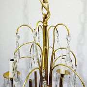 Lustre 5 lumières en laiton et cristal