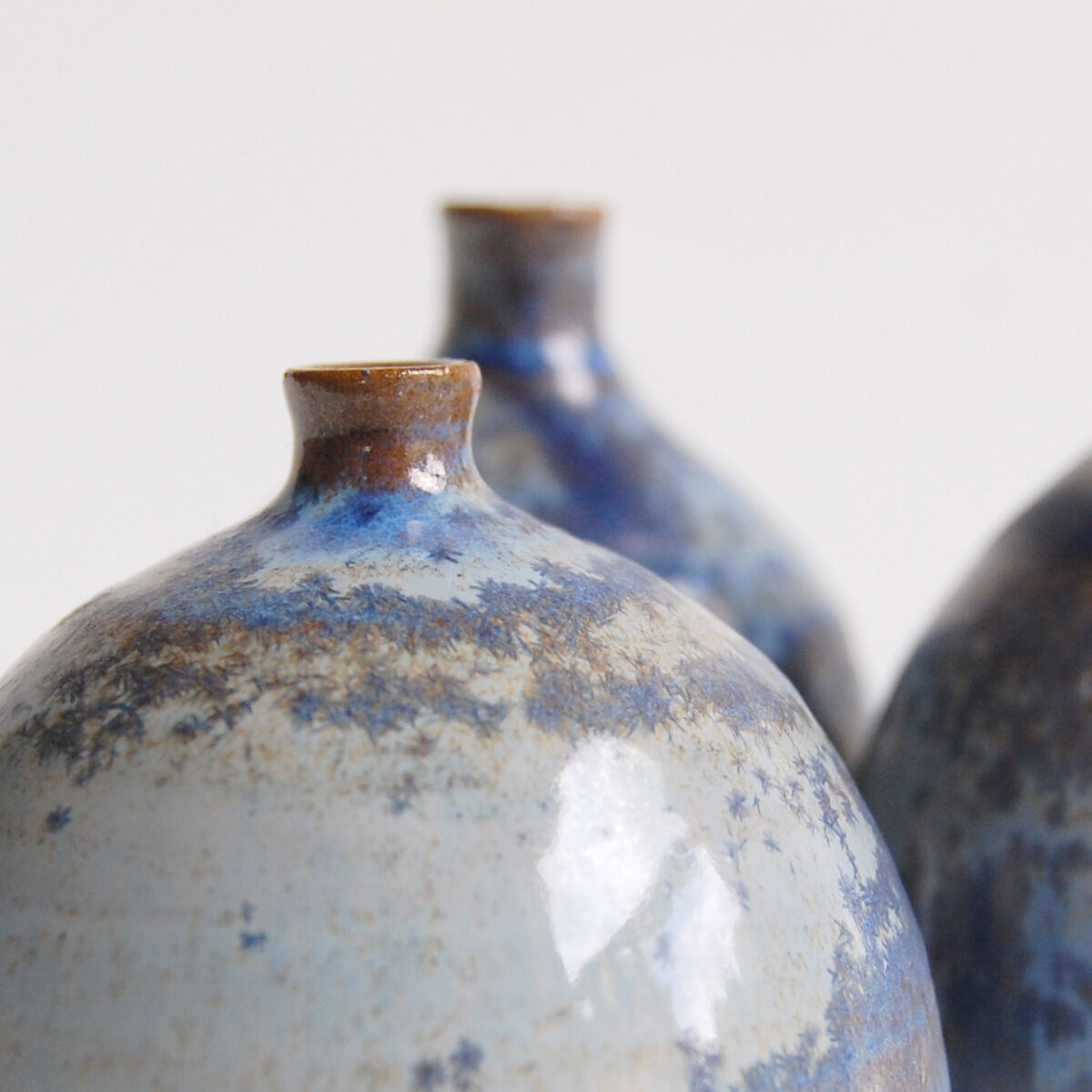 Trio de céramiques miniatures bleues Antonio Lampecco