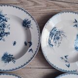 4 deep plates in Sarreguemines earthenware, Tsarine model