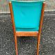 Scandinavian chair in solid oak and blue leather from the 1950s.