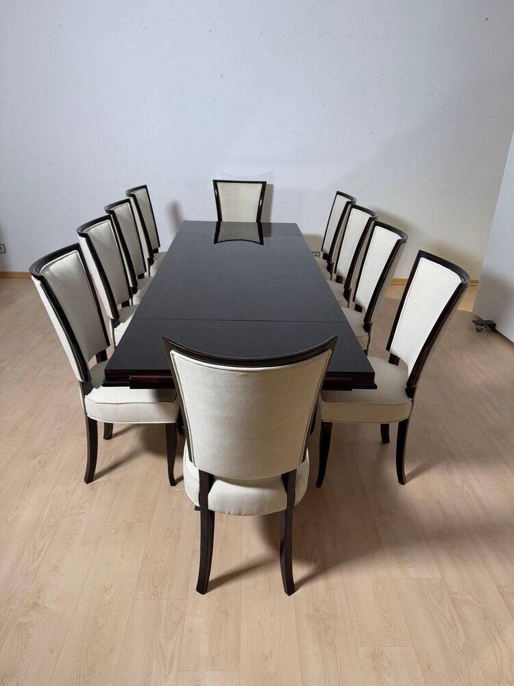 Art Deco Dining Table with Chairs, Paris, 1930, Set of 11