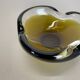 Verre de murano « ocre » 1,1kg bol coquille cendrier murano, italie, années 1970