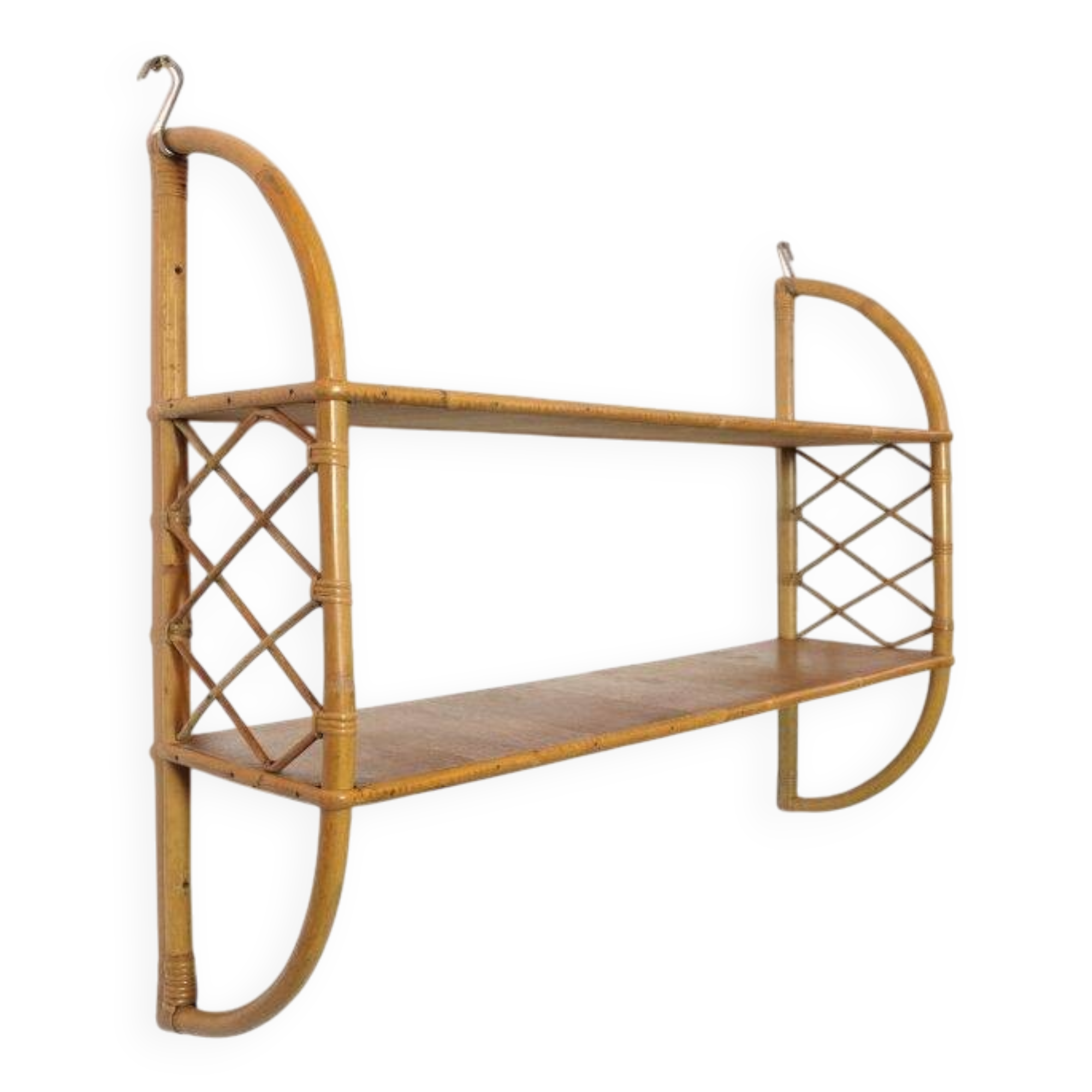 Vintage 1960s rattan wall shelf