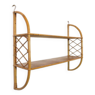 Vintage 1960s rattan wall shelf