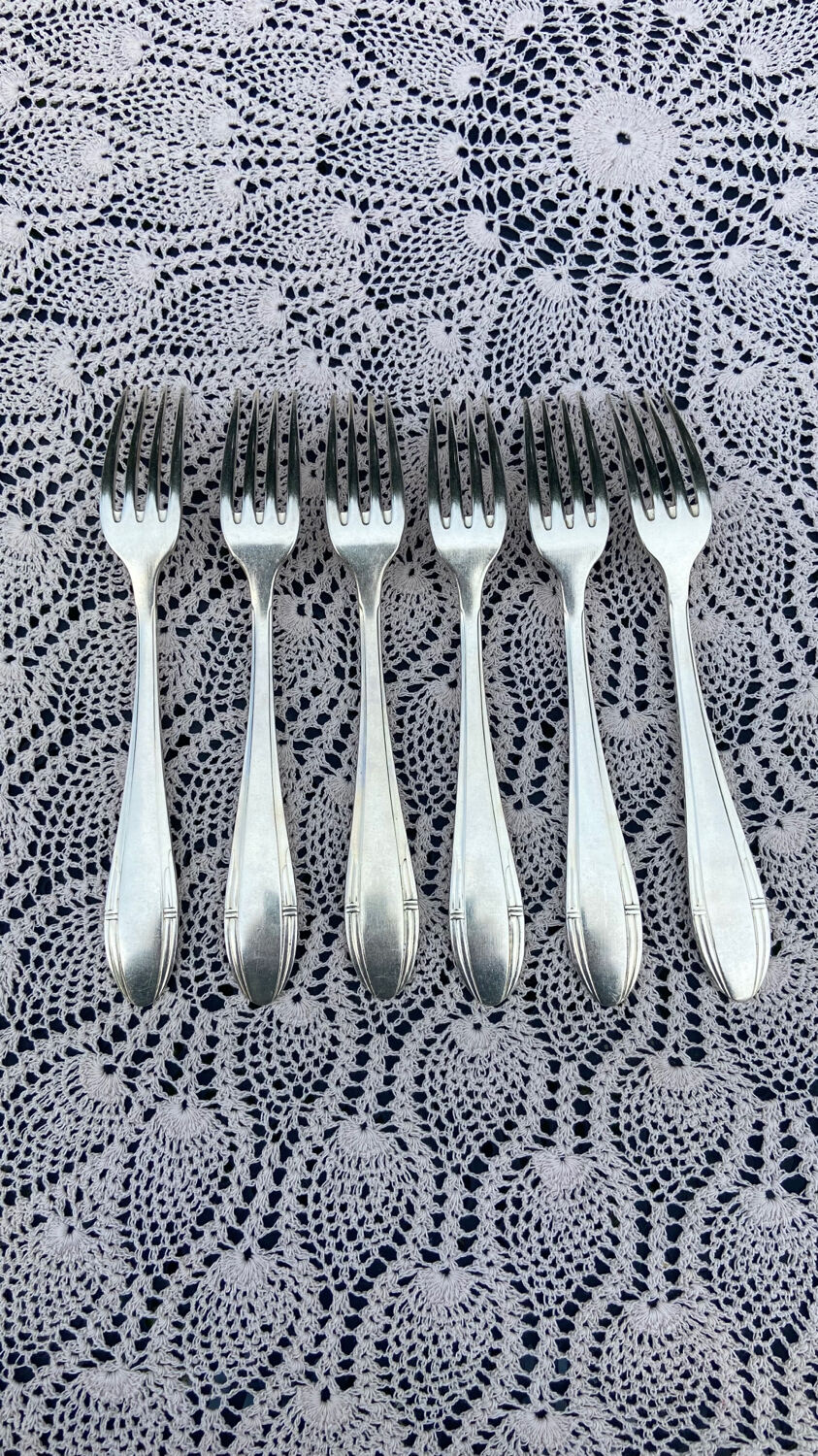 Set of 12 forks and 12 spoons Orbrille silver metal 1950 vintage